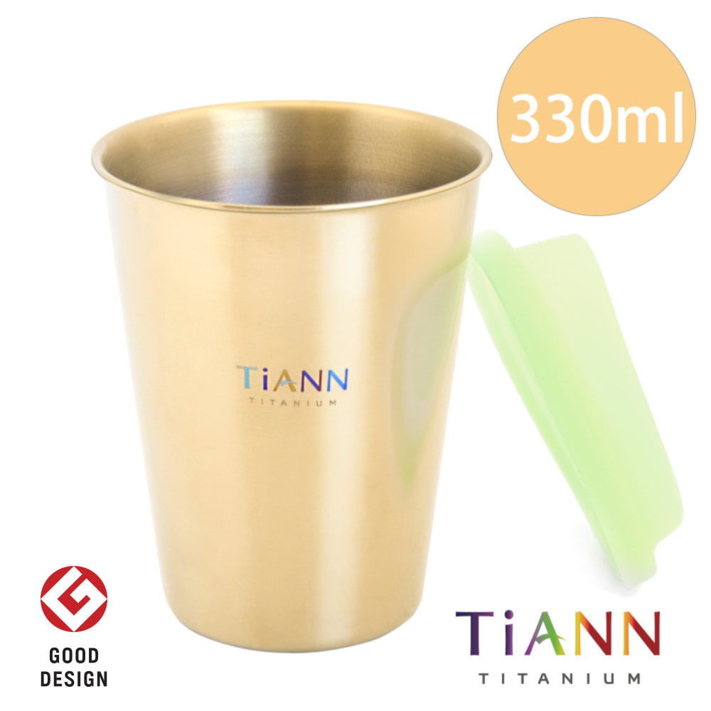 TiANN 鈦安餐具 鈦杯-【鈦安純鈦餐具TiANN】純鈦雙層咖啡杯(亮金色)330ml